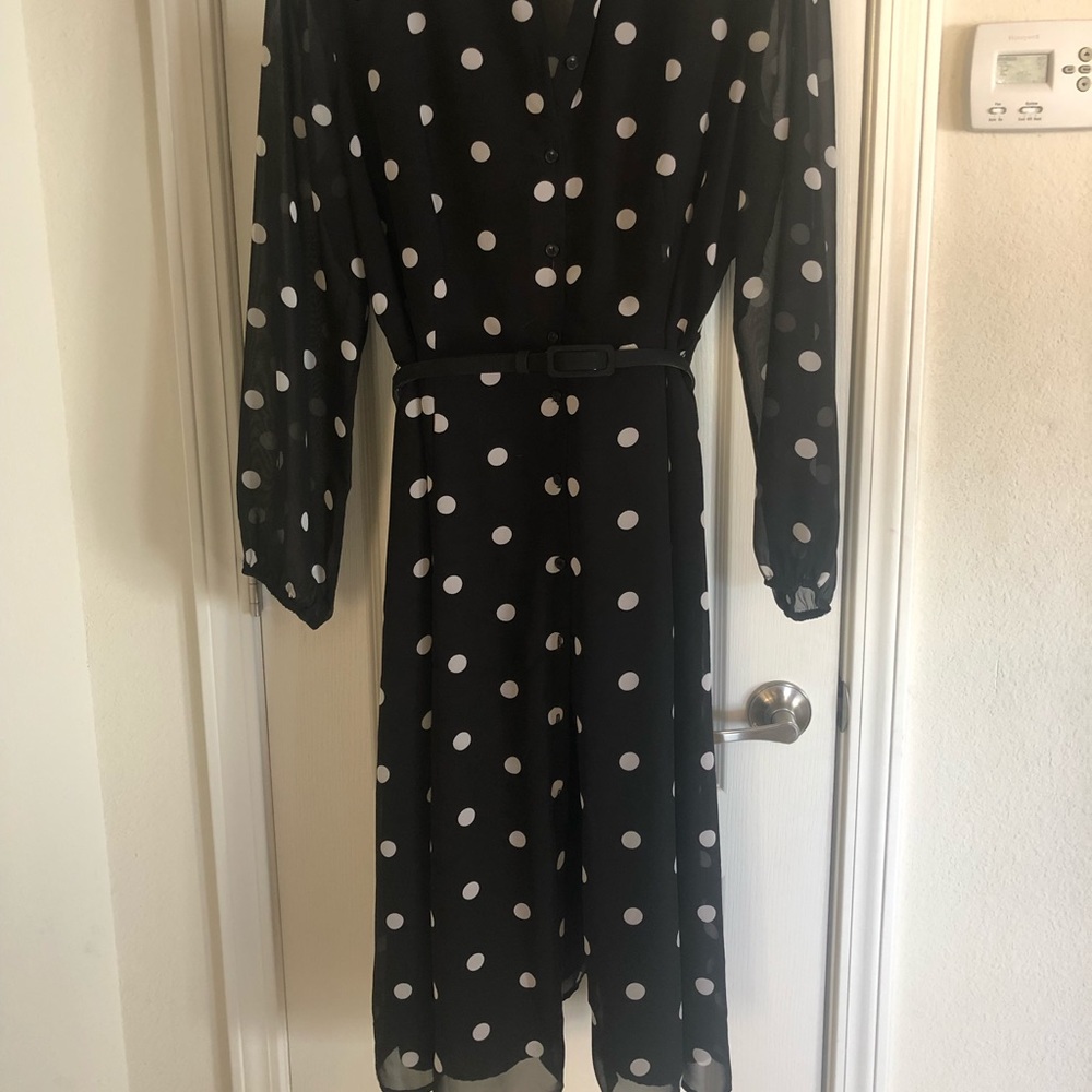Eva Mendez true button down polka dot dress